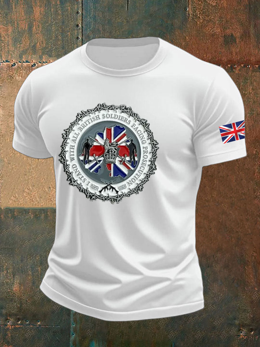 Britisches Veteranen-T-Shirt für Herren, kurzärmelig, aus Baumwolle imitiert