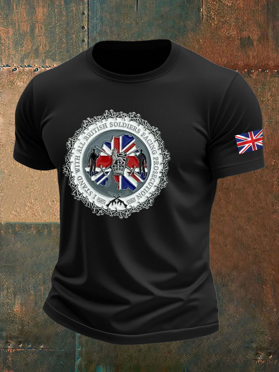 Britisches Veteranen-T-Shirt für Herren, kurzärmelig, aus Baumwolle imitiert