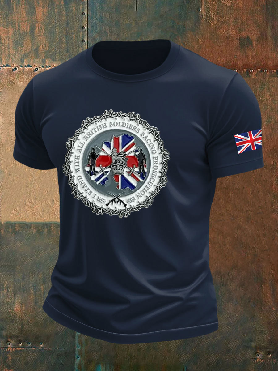 Britisches Veteranen-T-Shirt für Herren, kurzärmelig, aus Baumwolle imitiert