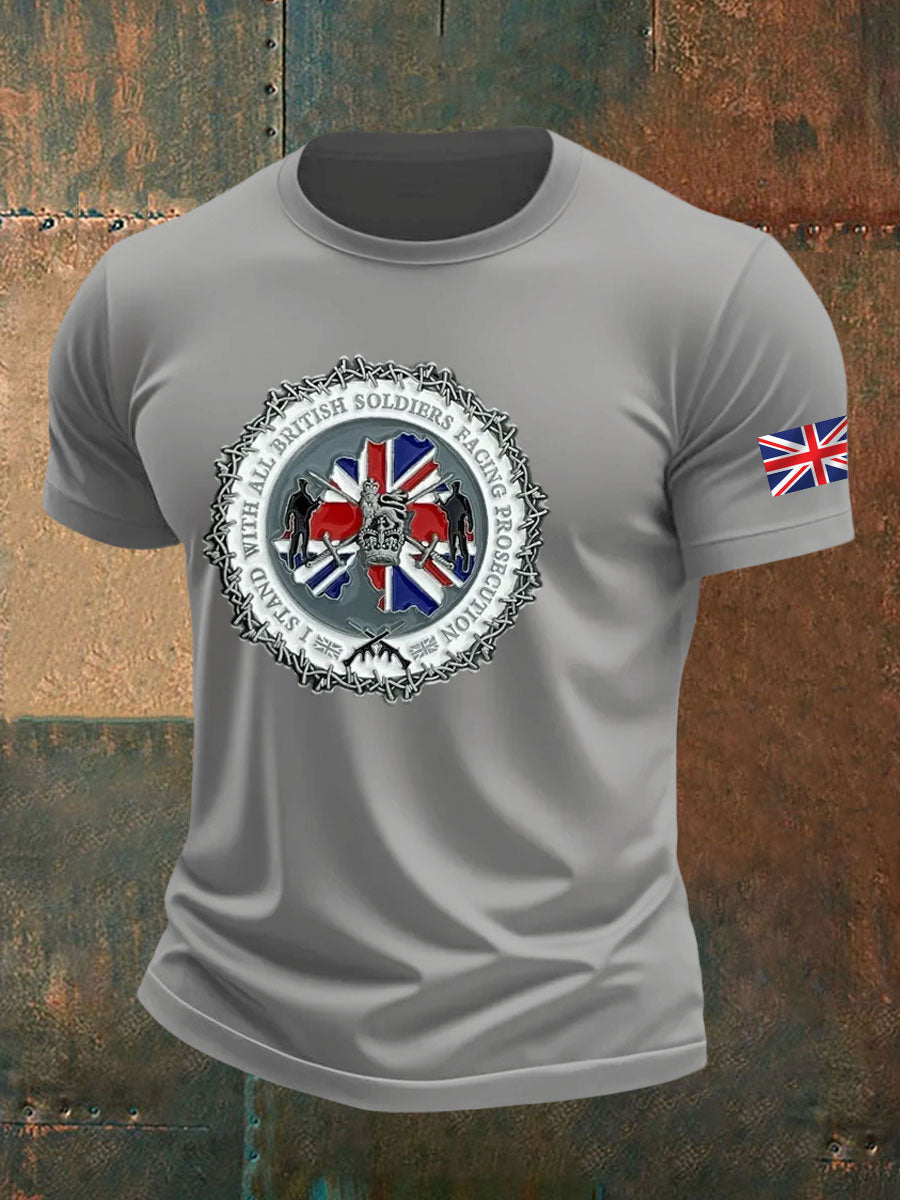 Britisches Veteranen-T-Shirt für Herren, kurzärmelig, aus Baumwolle imitiert