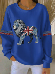 Britisches Damen-Sweatshirt mit Denim-Print in Faux-Optik