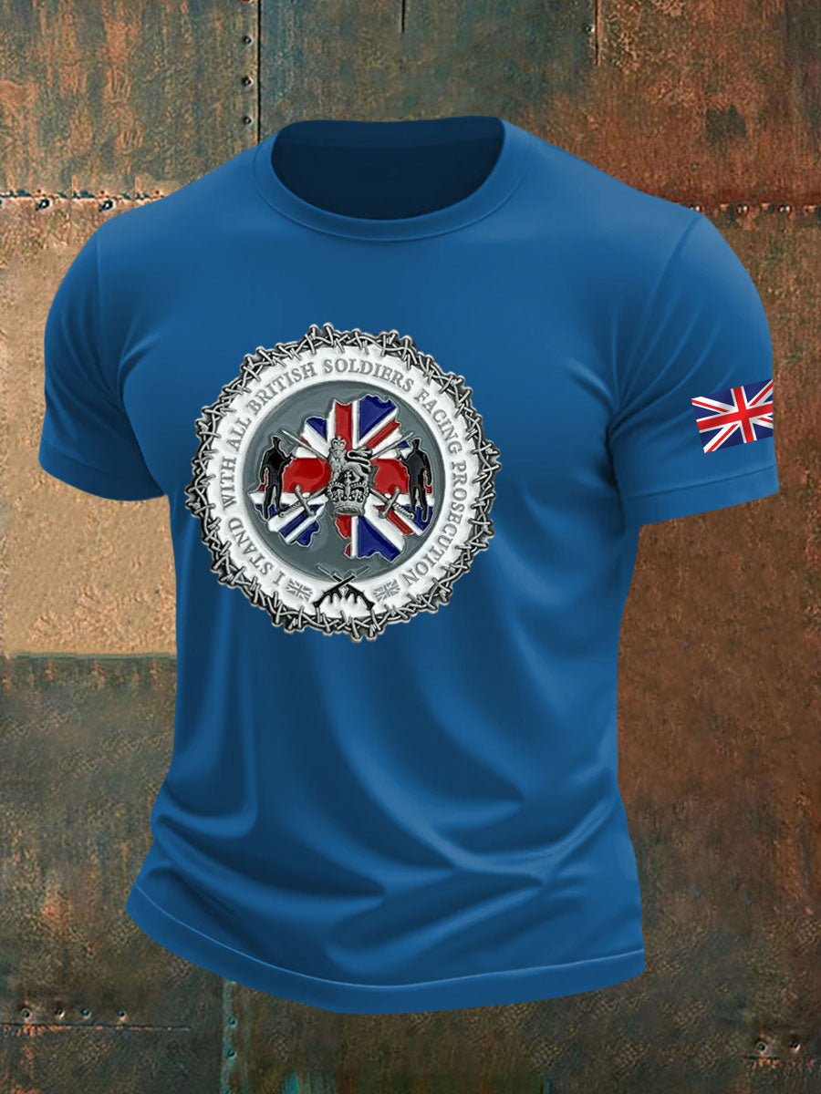 Britisches Veteranen-T-Shirt für Herren, kurzärmelig, aus Baumwolle imitiert