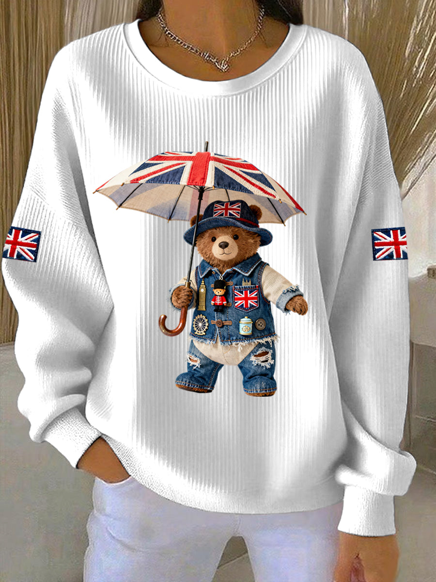 Damen-Sweatshirt im britischen Stil mit Print, lässig und bequem