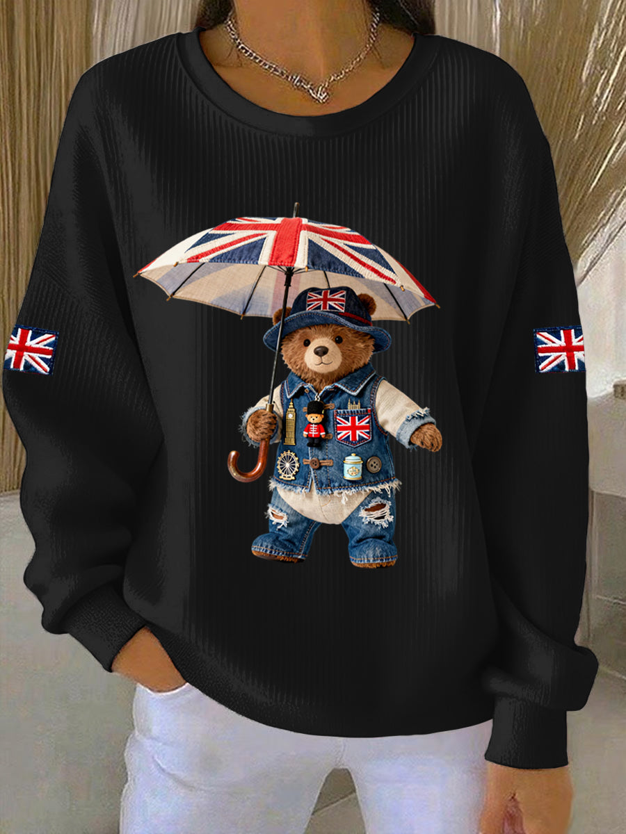 Damen-Sweatshirt im britischen Stil mit Print, lässig und bequem