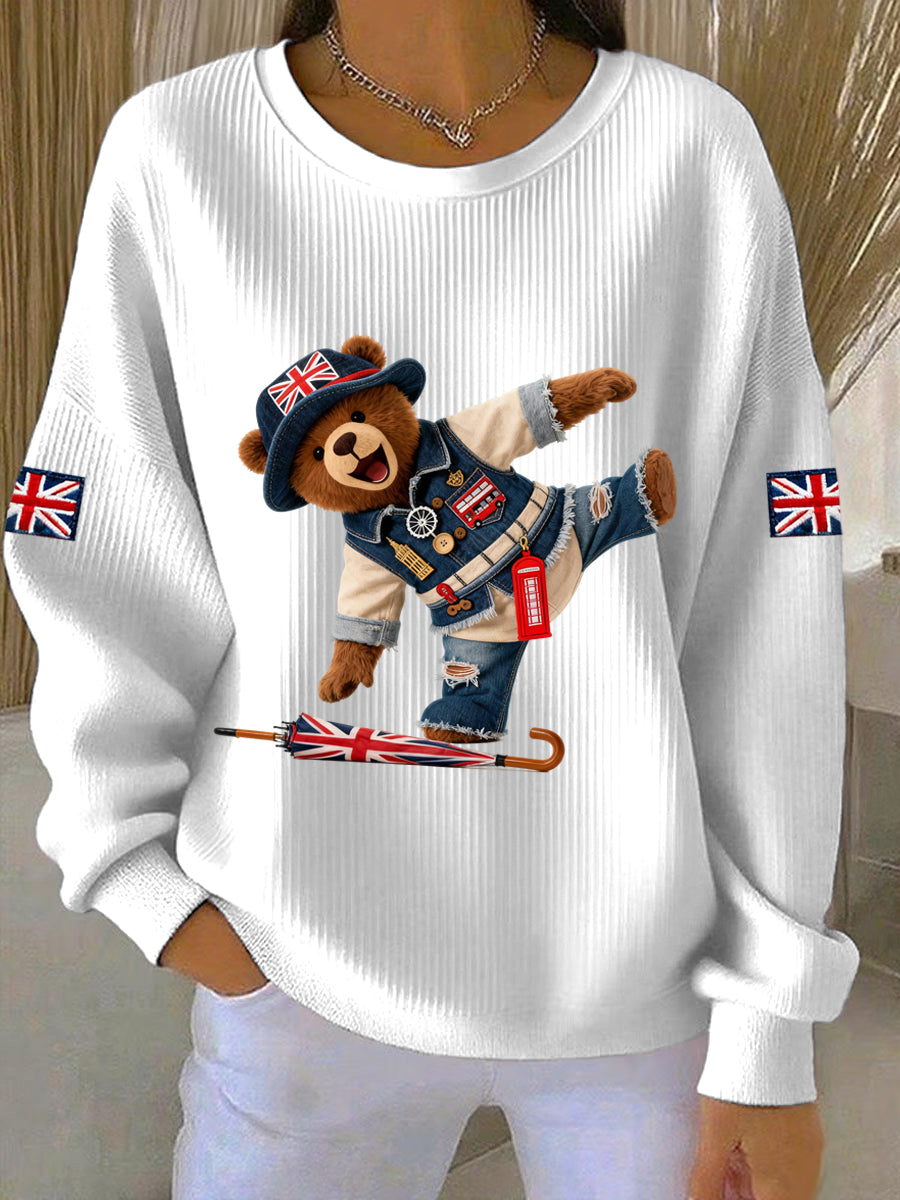 Damen-Sweatshirt im britischen Stil mit Print, lässig und bequem