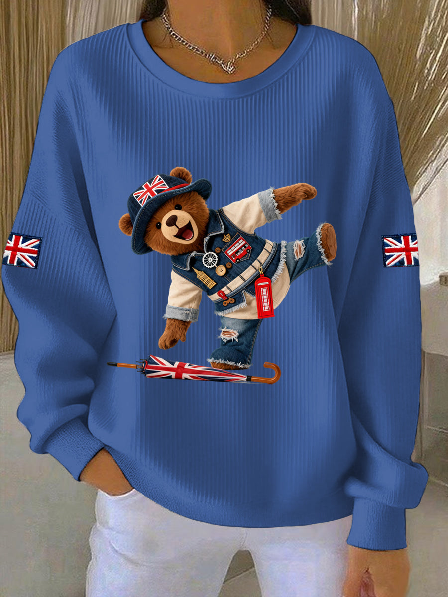 Damen-Sweatshirt im britischen Stil mit Print, lässig und bequem