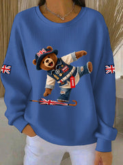 Damen-Sweatshirt im britischen Stil mit Print, lässig und bequem