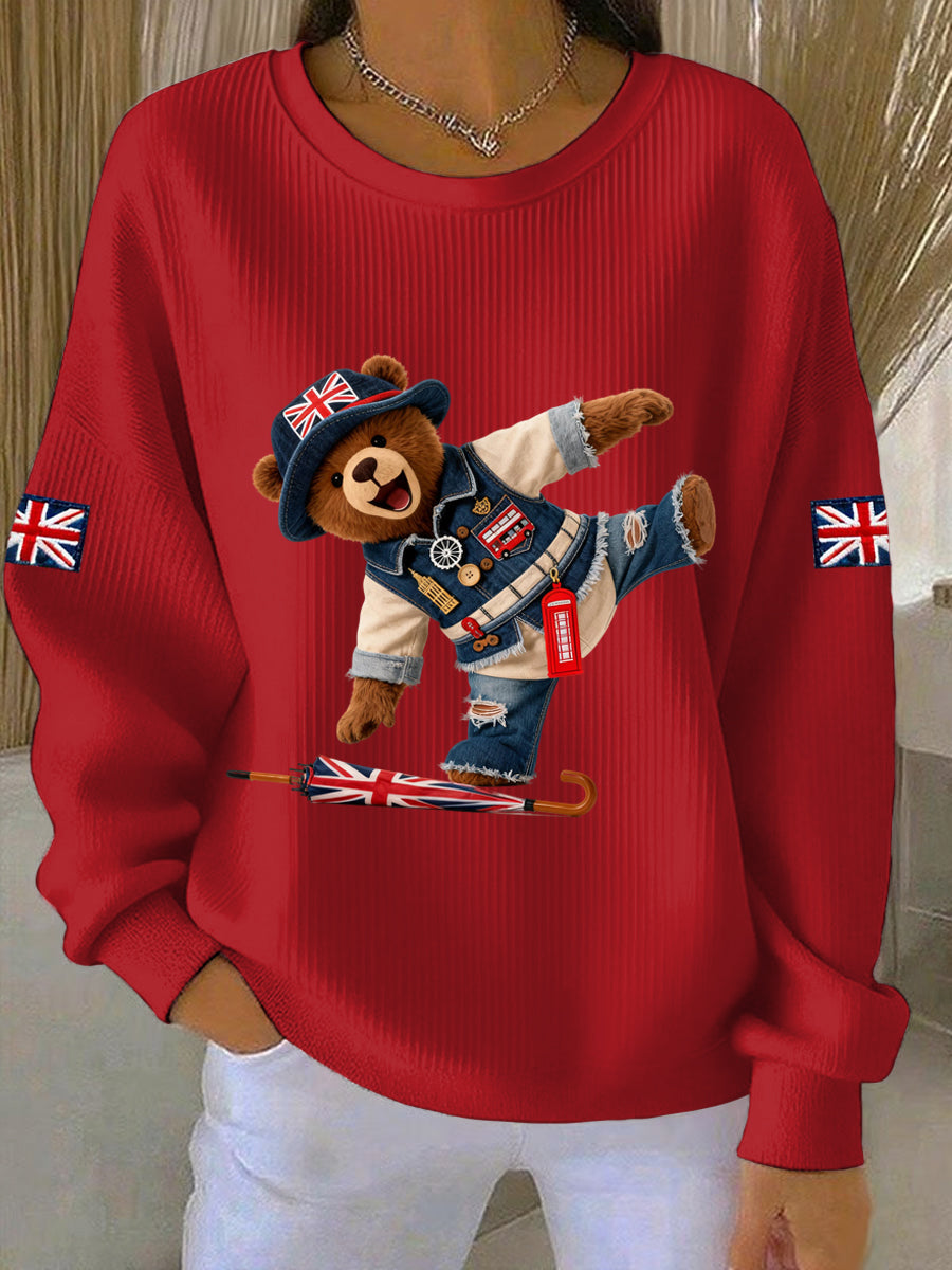 Damen-Sweatshirt im britischen Stil mit Print, lässig und bequem