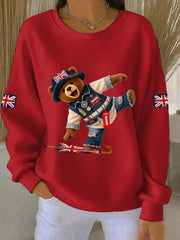 Damen-Sweatshirt im britischen Stil mit Print, lässig und bequem