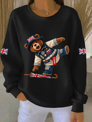 Damen-Sweatshirt im britischen Stil mit Print, lässig und bequem