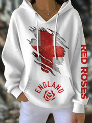Women's England Rugby Lover Roses Printed Hoodie