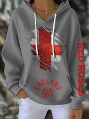 Women's England Rugby Lover Roses Printed Hoodie