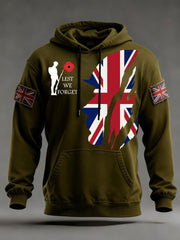 Herren-Kapuzenpullover mit überschnittenen Schultern und Taschen zum Gedenktag „Lest We Forget“