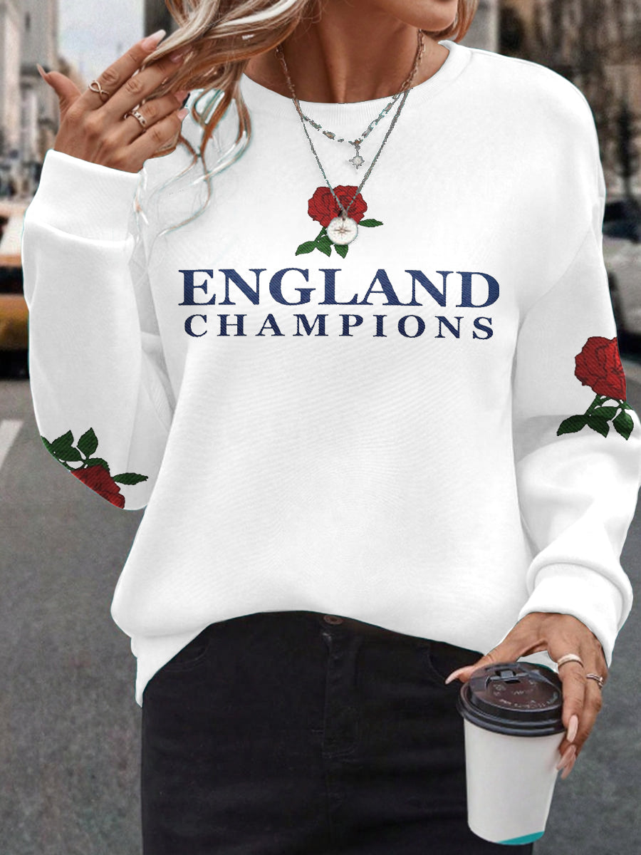 Women's s England Rugby Lover Roses Printed Sweatshirt
