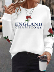 Women's s England Rugby Lover Roses Printed Sweatshirt