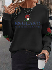 Women's s England Rugby Lover Roses Printed Sweatshirt