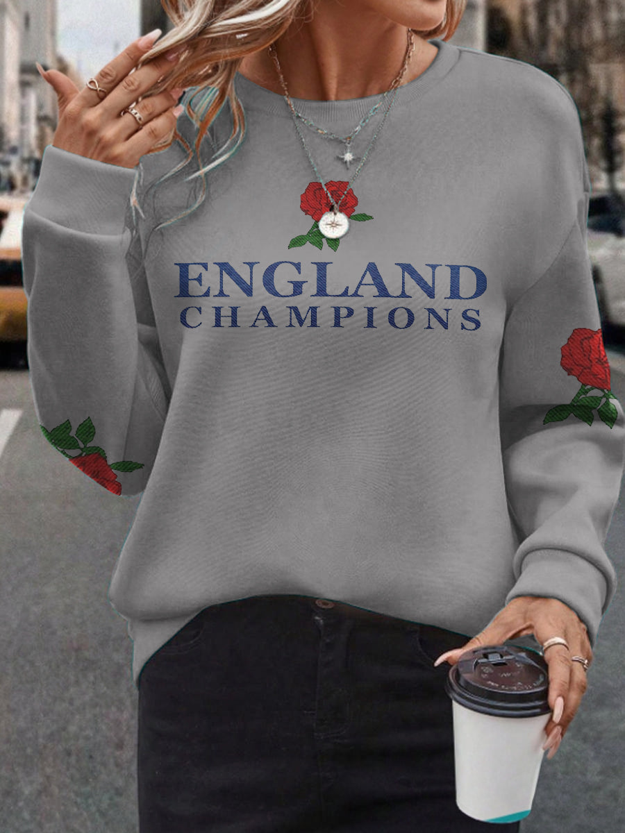 Women's s England Rugby Lover Roses Printed Sweatshirt