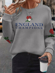 Women's s England Rugby Lover Roses Printed Sweatshirt