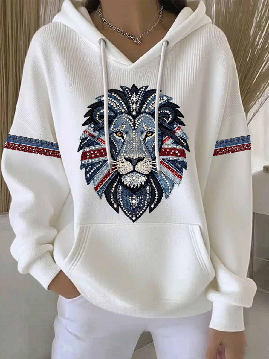 Britischer Damen-Hoodie mit Denim-Print