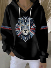 Britischer Damen-Hoodie mit Denim-Print