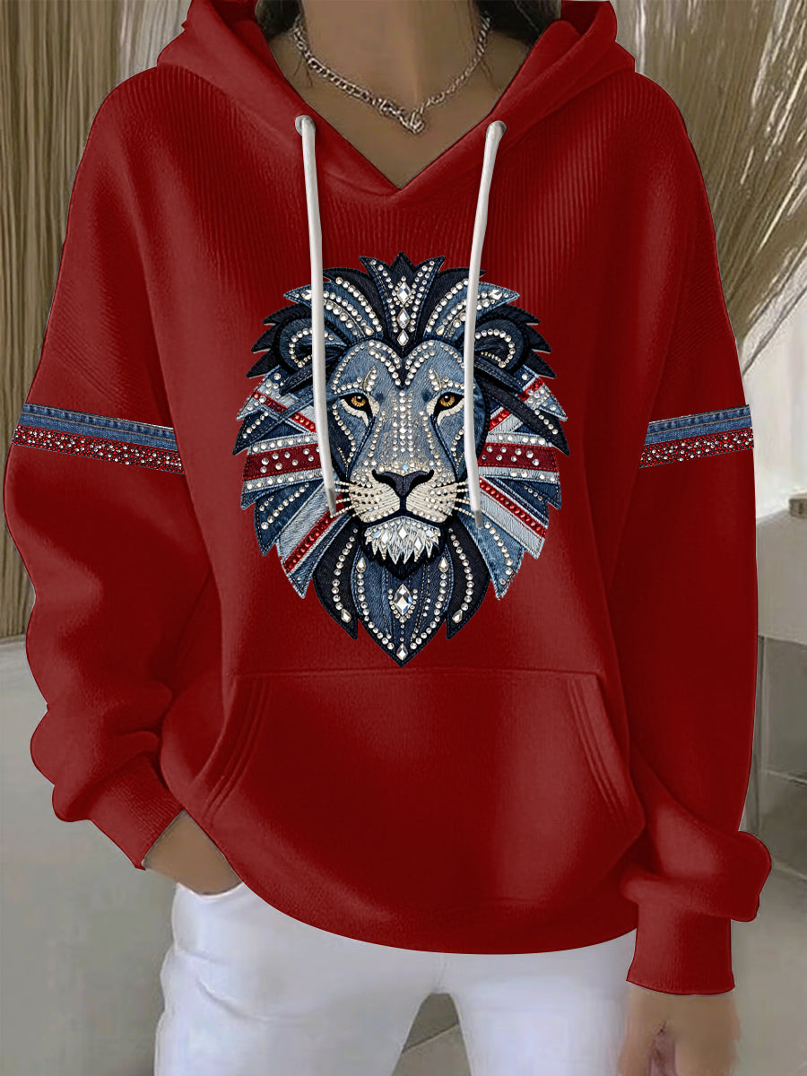 Britischer Damen-Hoodie mit Denim-Print
