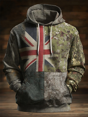 Men's  British flag and camouflage pattern Printed Oversized Drop-Shoulder Hoodie with Pockets