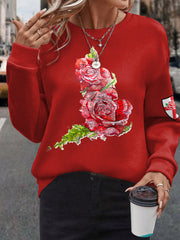 Women's England Rugby Lover Roses Printed Sweatshirt