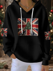 Damen-Weihnachtspullover mit britischer Flagge und Weihnachtsmann-Print