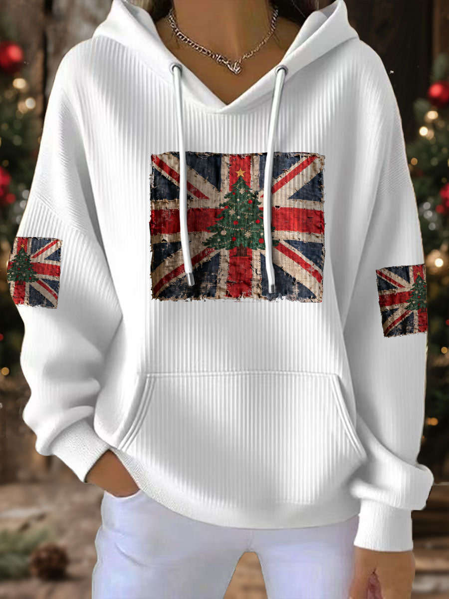 Damen-Weihnachtspullover mit britischer Flagge und Weihnachtsmann-Print