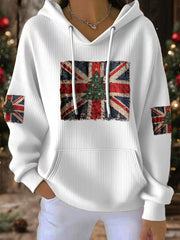Damen-Weihnachtspullover mit britischer Flagge und Weihnachtsmann-Print