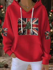 Damen-Weihnachtspullover mit britischer Flagge und Weihnachtsmann-Print