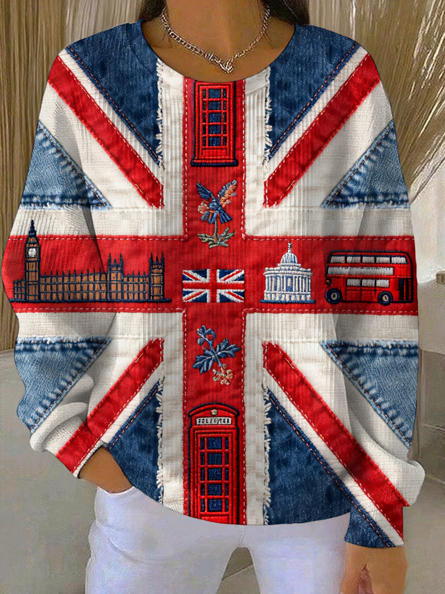 Lässiger Damen-Hoodie mit britischem Flaggenprint