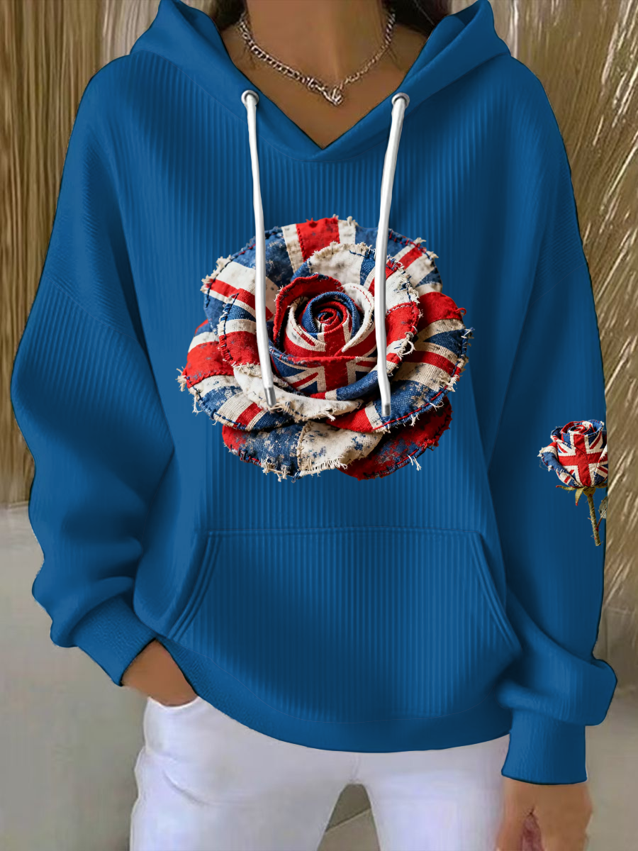 Women's  british patchwork Rose Printed Tops