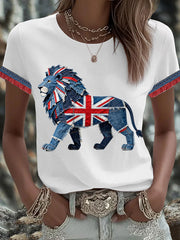 Britisches Damen-T-Shirt mit Denim-Print