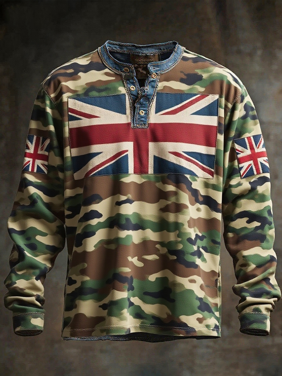 Men's British Flag Printed Casual T-shirt