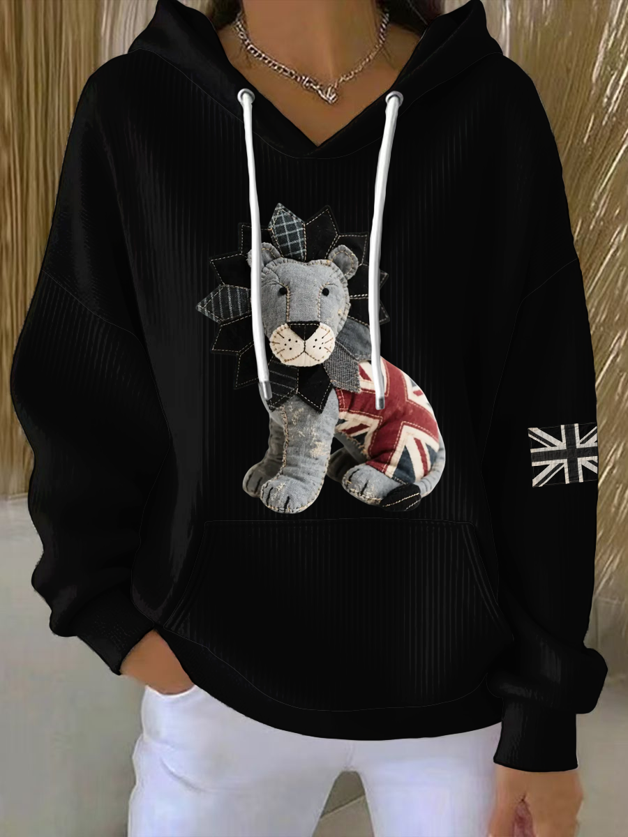 Britische Patchwork-Tops für Damen mit Löwenmuster