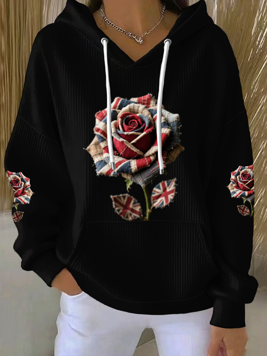 Damen-Hoodie mit britischem Rosenprint