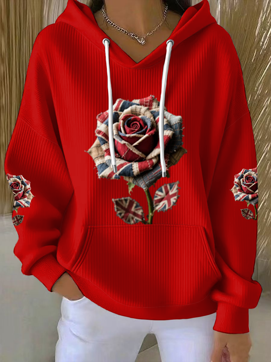 Damen-Hoodie mit britischem Rosenprint