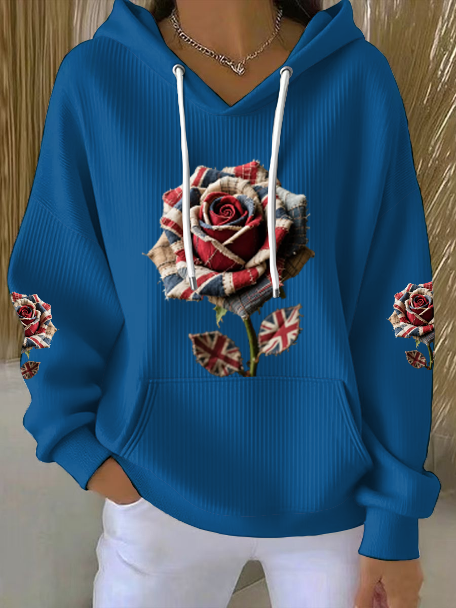 Damen-Hoodie mit britischem Rosenprint