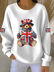 Damen-Sweatshirt im britischen Stil mit Print, lässig und bequem