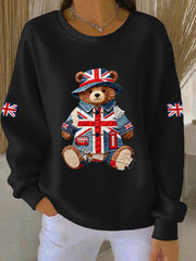 Damen-Sweatshirt im britischen Stil mit Print, lässig und bequem