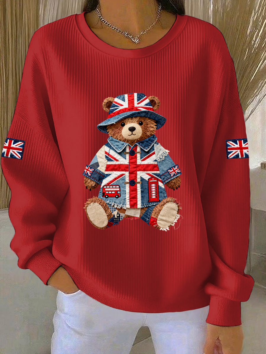 Damen-Sweatshirt im britischen Stil mit Print, lässig und bequem