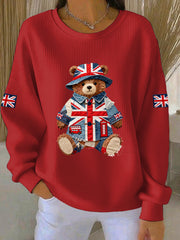Damen-Sweatshirt im britischen Stil mit Print, lässig und bequem