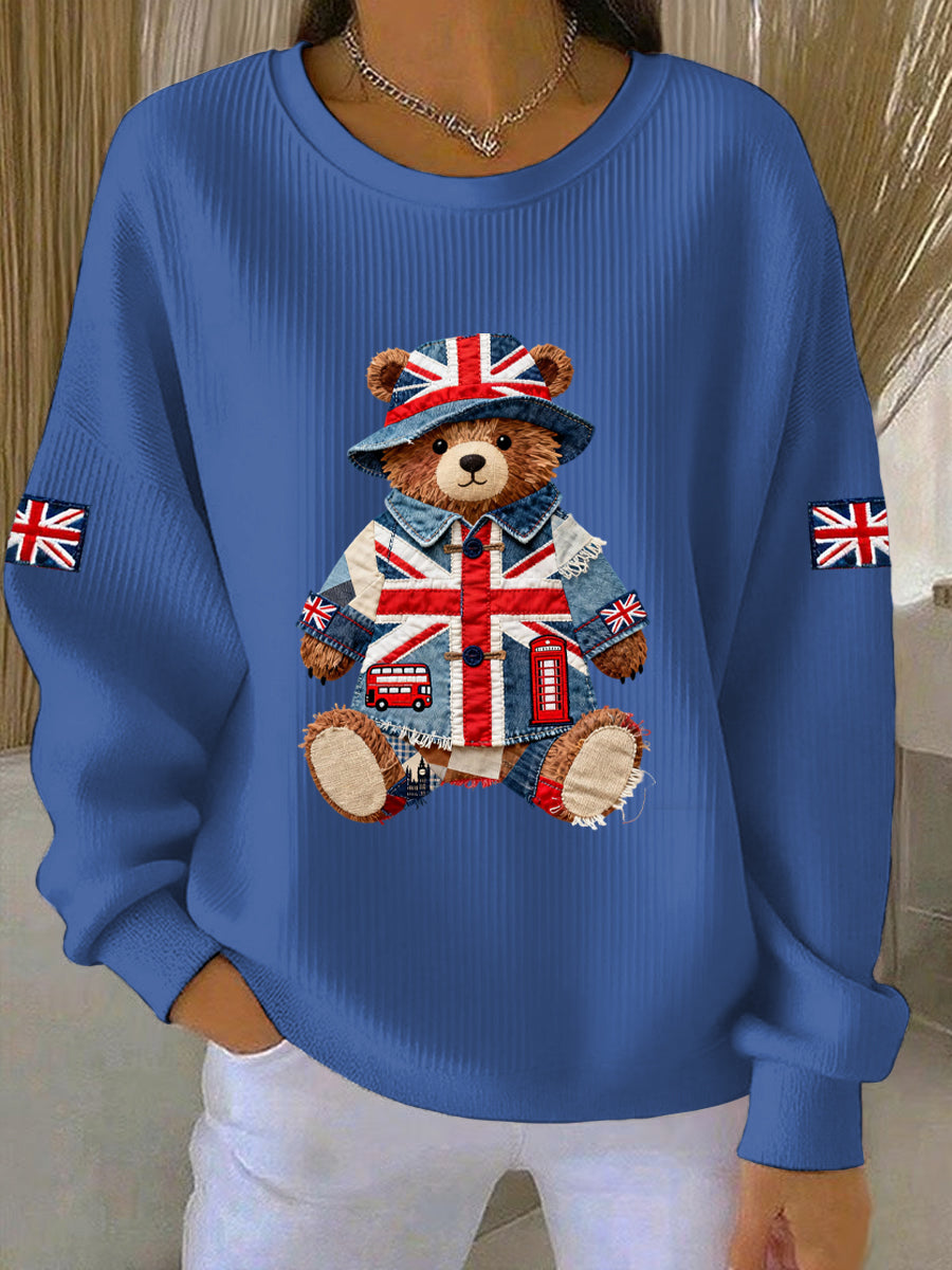 Damen-Sweatshirt im britischen Stil mit Print, lässig und bequem