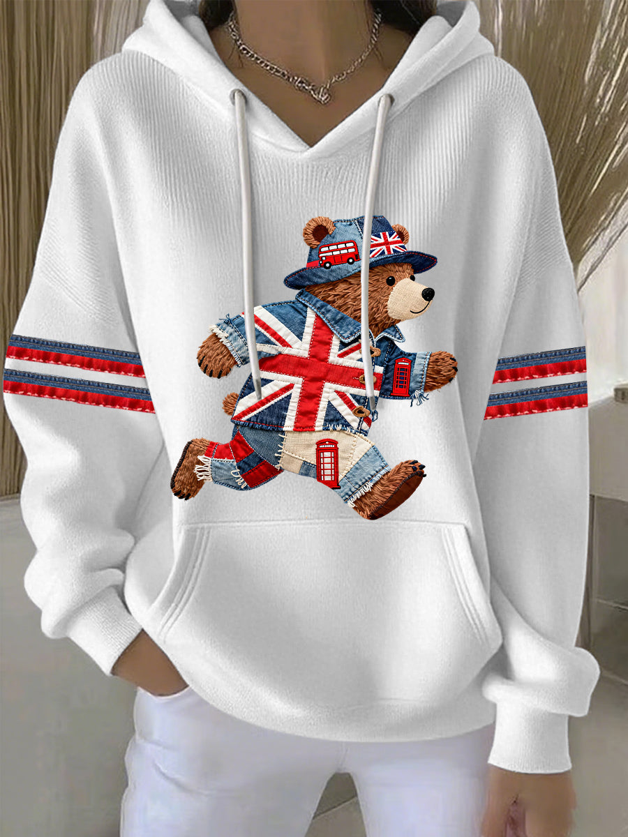 Damen-Hoodie im britischen Stil mit Print, lässig und bequem