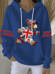 Damen-Hoodie im britischen Stil mit Print, lässig und bequem