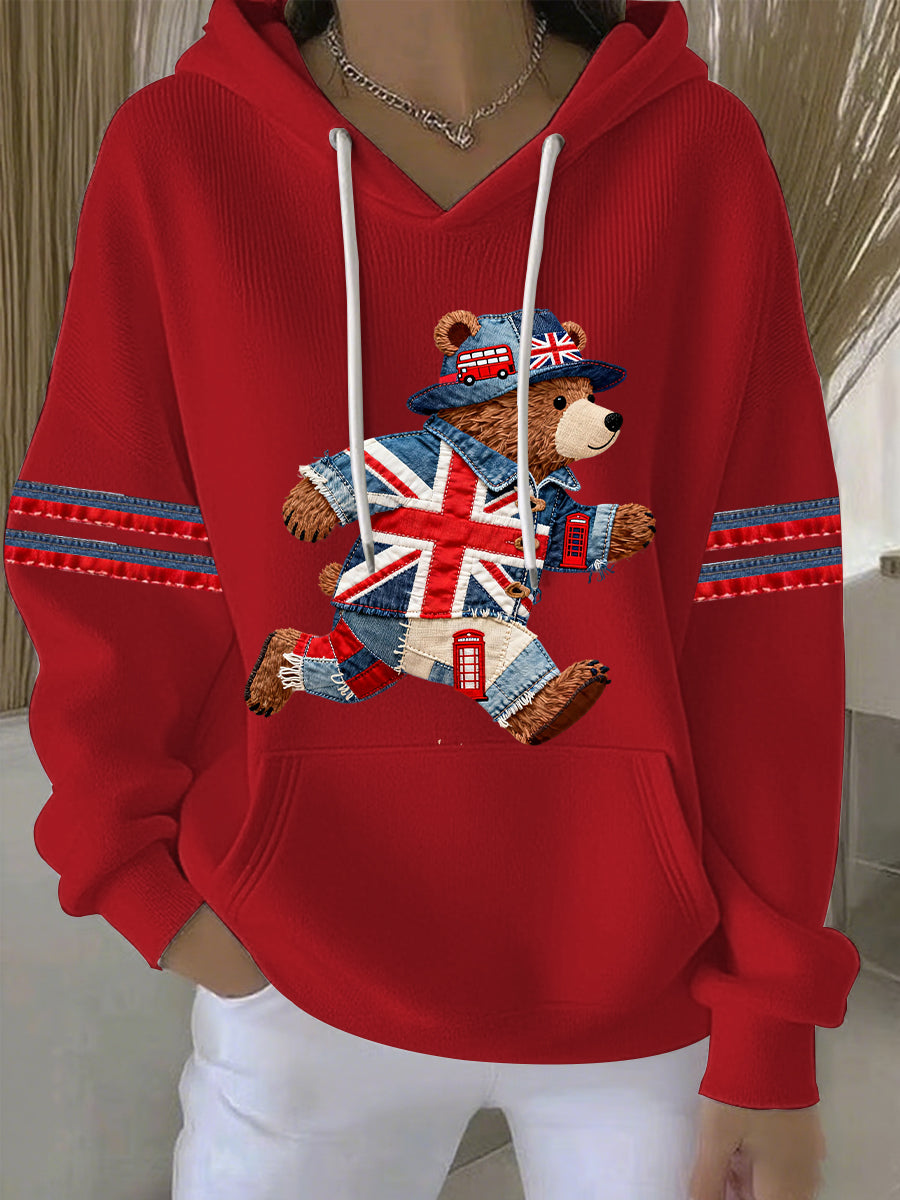 Damen-Hoodie im britischen Stil mit Print, lässig und bequem