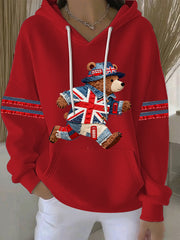 Damen-Hoodie im britischen Stil mit Print, lässig und bequem