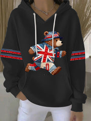 Damen-Hoodie im britischen Stil mit Print, lässig und bequem