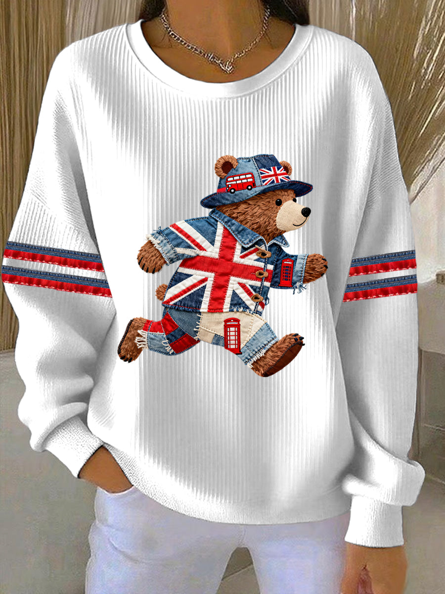 Damen-Sweatshirt im britischen Stil mit Print, lässig und bequem